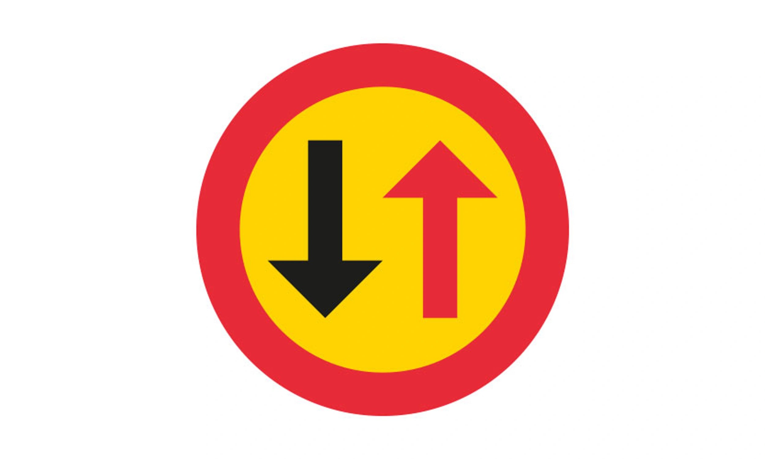 B6 Väjningsplikt mot mötande trafik